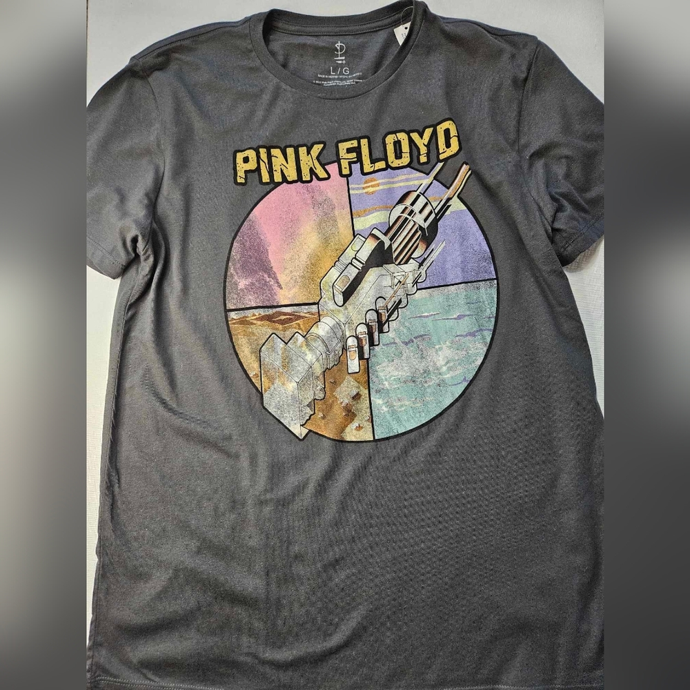 Pink Floyd T-Shirt‎ Mens Large Grey Classic Rock N Roll Graphic Casual Tee